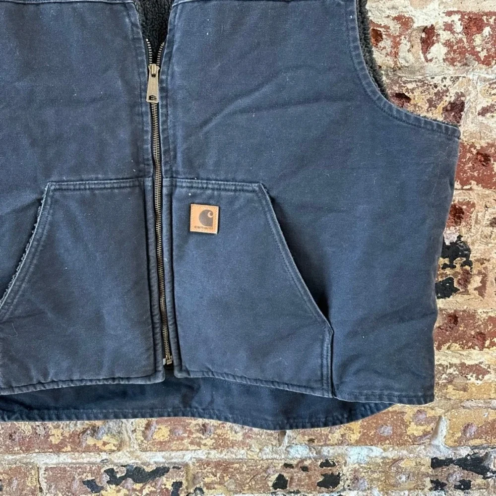 Carhartt V26 BLK Vest Mens 2XL Black Canvas Fleece Sherpa Lined Zip Relaxed